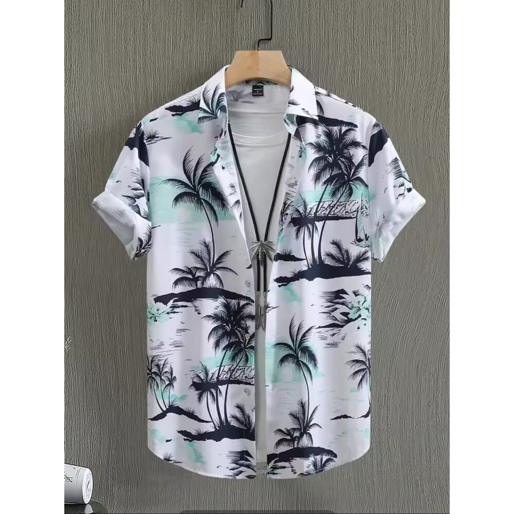 Men's Printed Hawaiian Shirt Short Sleeve Casual Beach Button Down Top XL